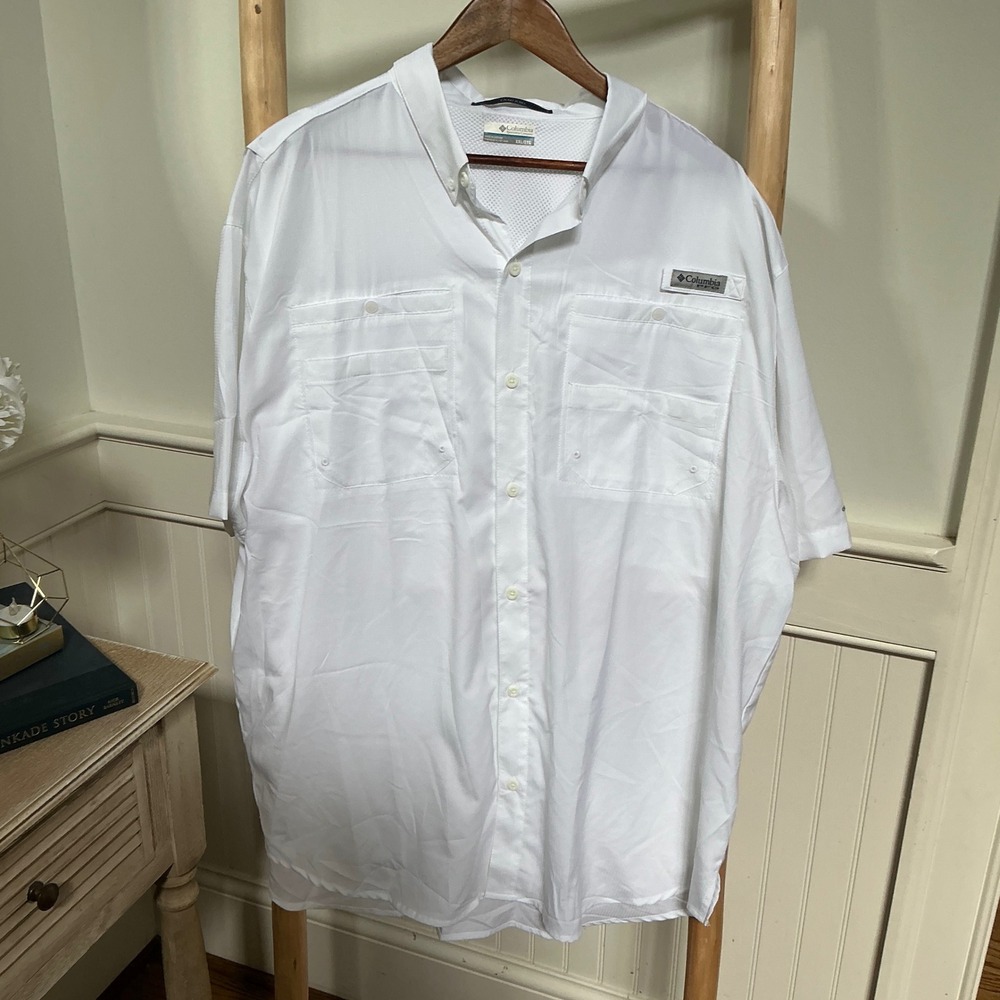 Columbia PFG Tamiami II Mens XXL White Short Sleeve Fishing Shirt FM7266 Vent